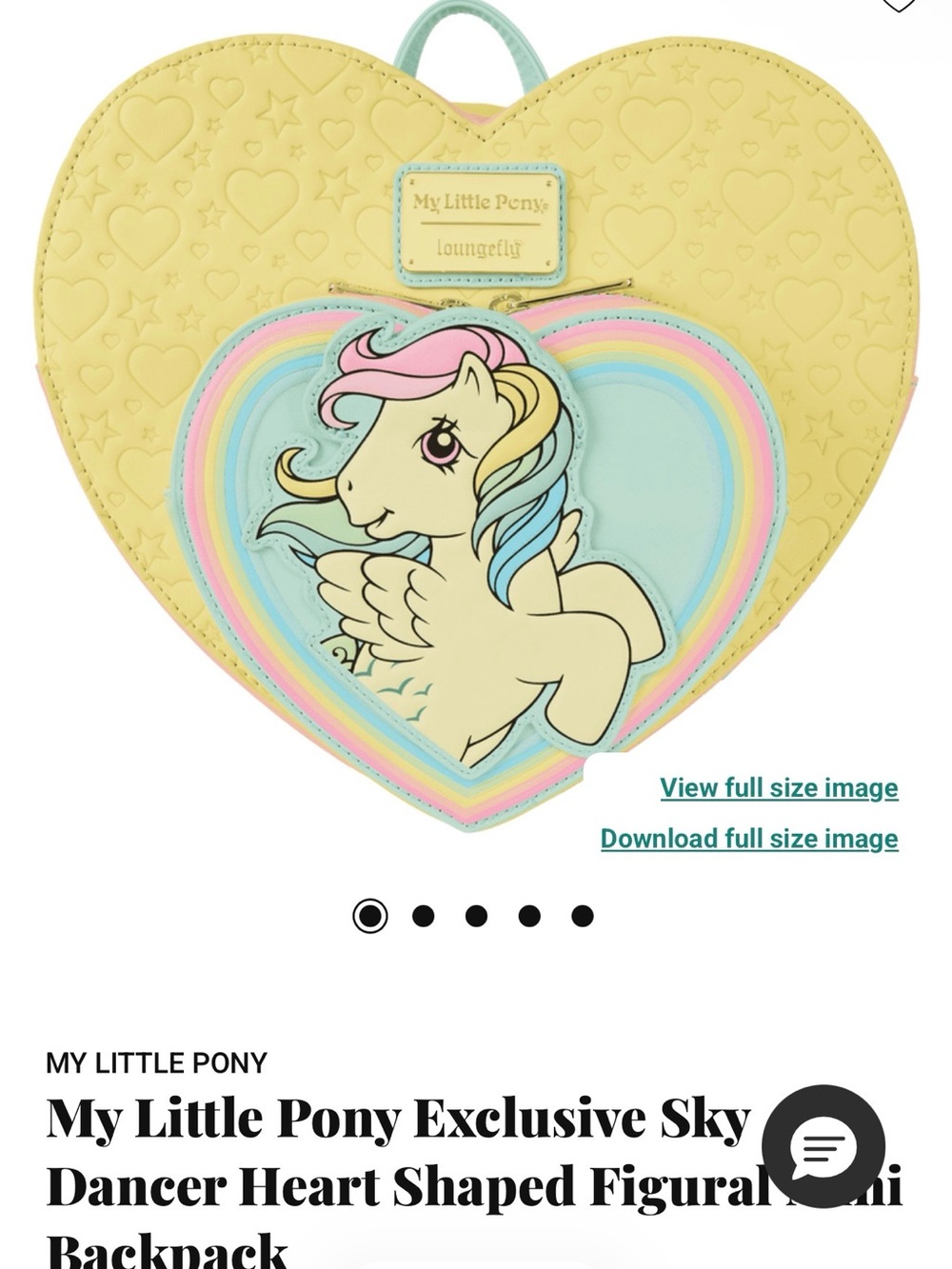 My Little Pony Yellow Heart-Shaped Backpack with Pastel Rainbow Pony